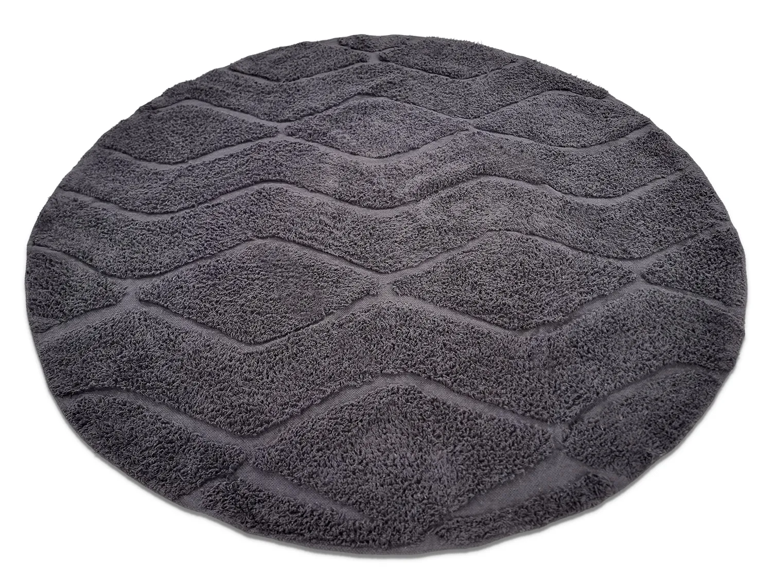 Tapis rond - Brynn Natural Cotton Shaggy (noir)