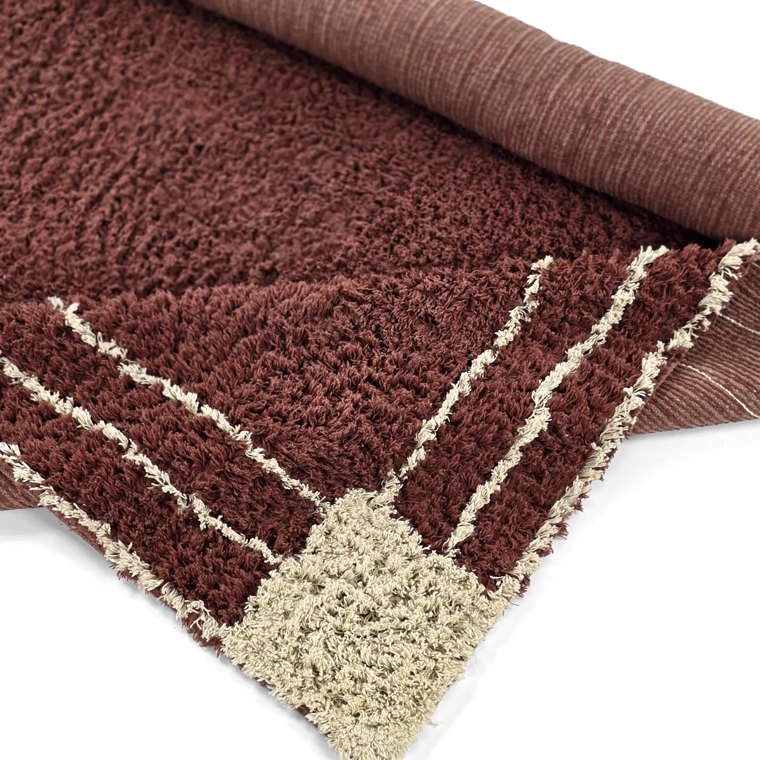 Tapis shaggy - Cataya Natural Cotton Shaggy (marron/beige)