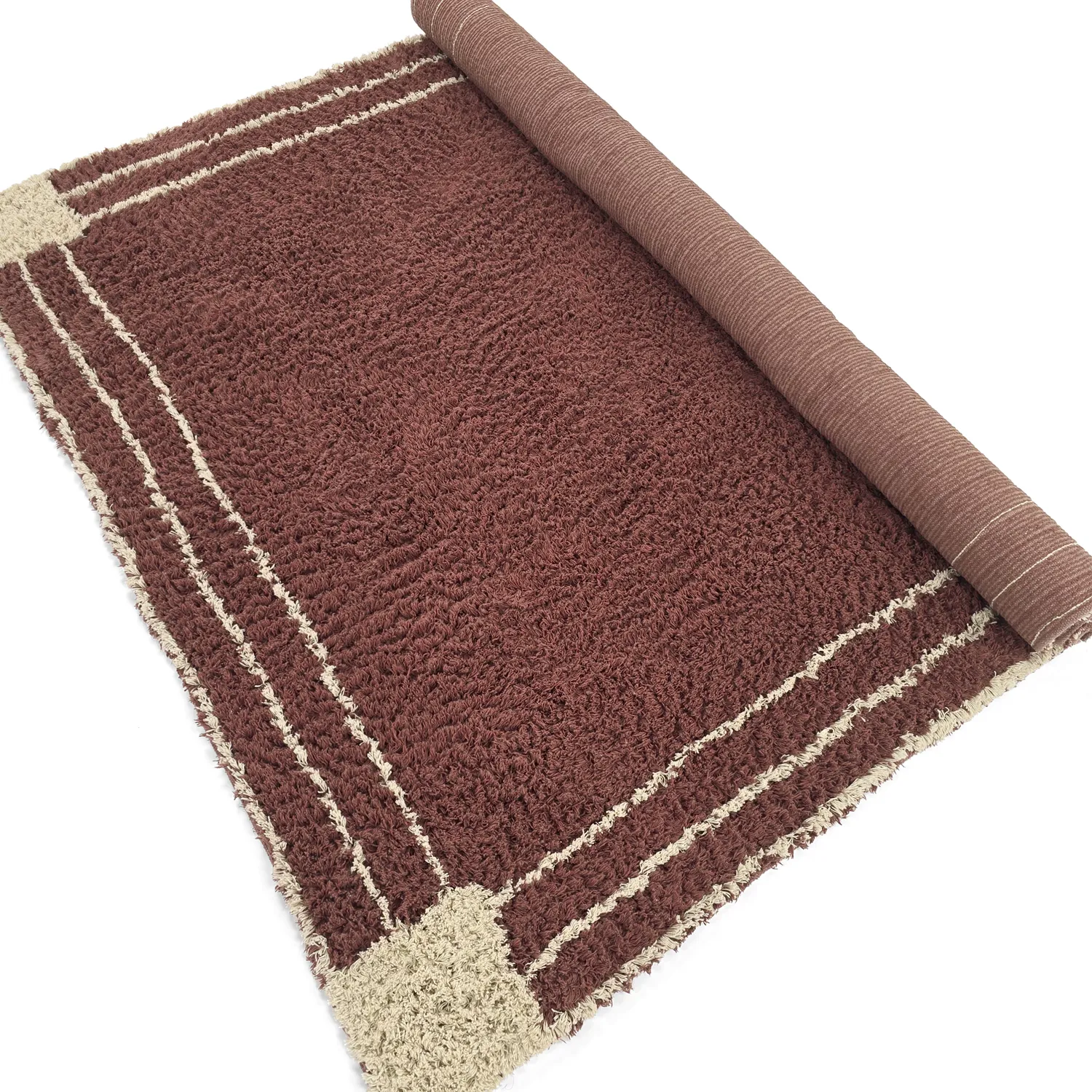 Tapis shaggy - Cataya Natural Cotton Shaggy (marron/beige)