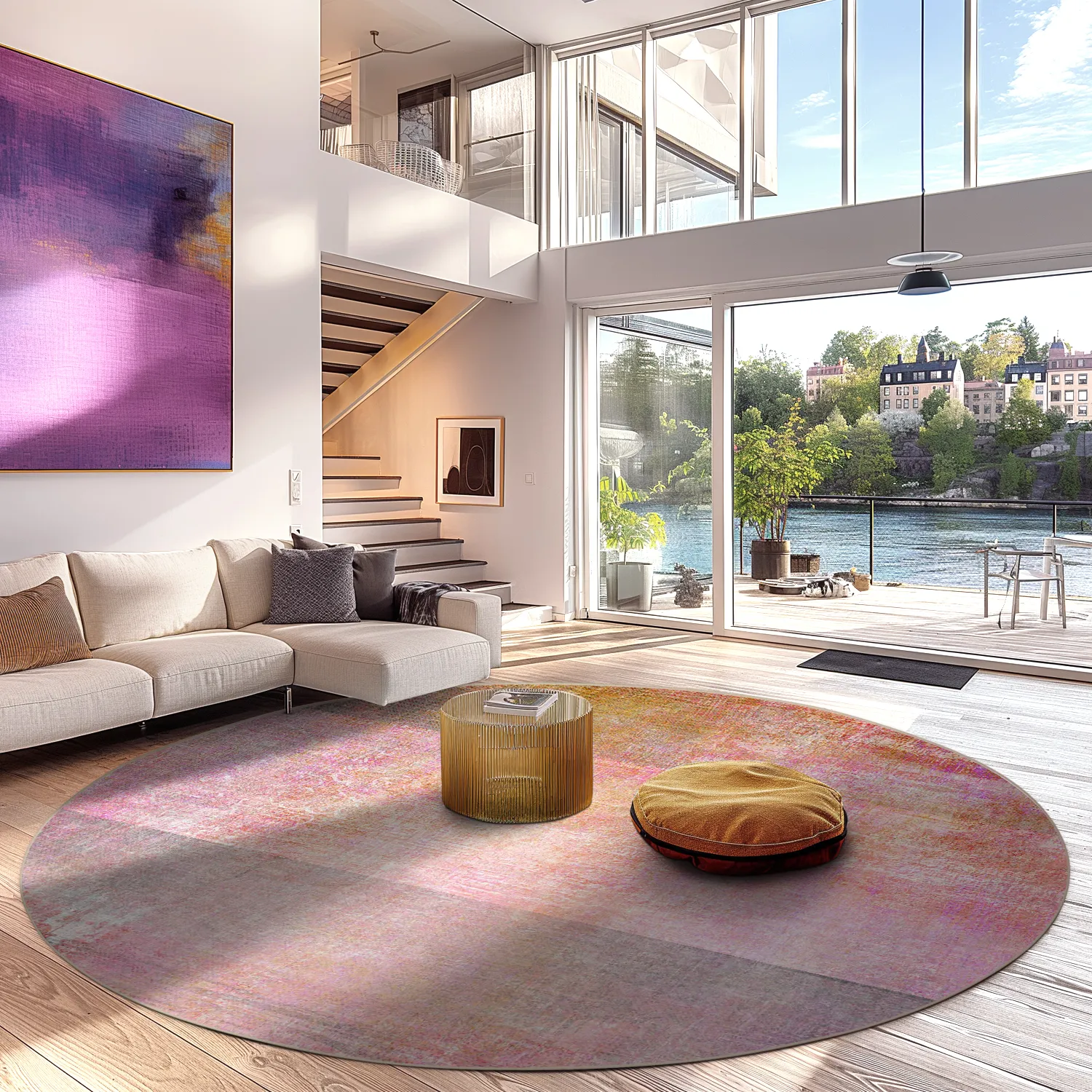 Tapis rond - Cicoria (rose/violet)