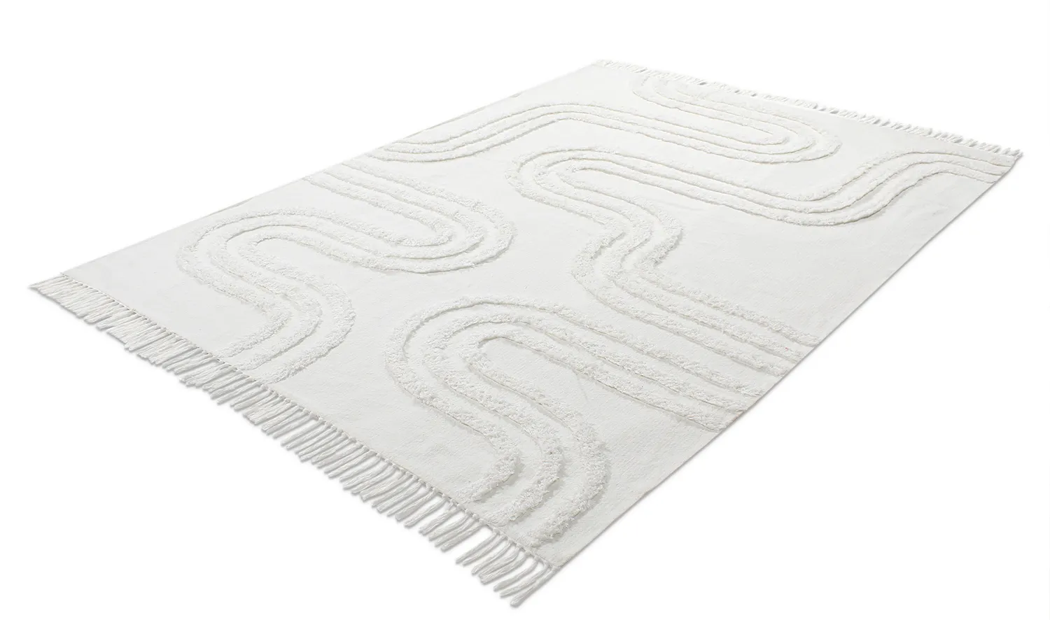 Tapis à poils longs - Como Natural Cotton Shaggy (blanc cassé)