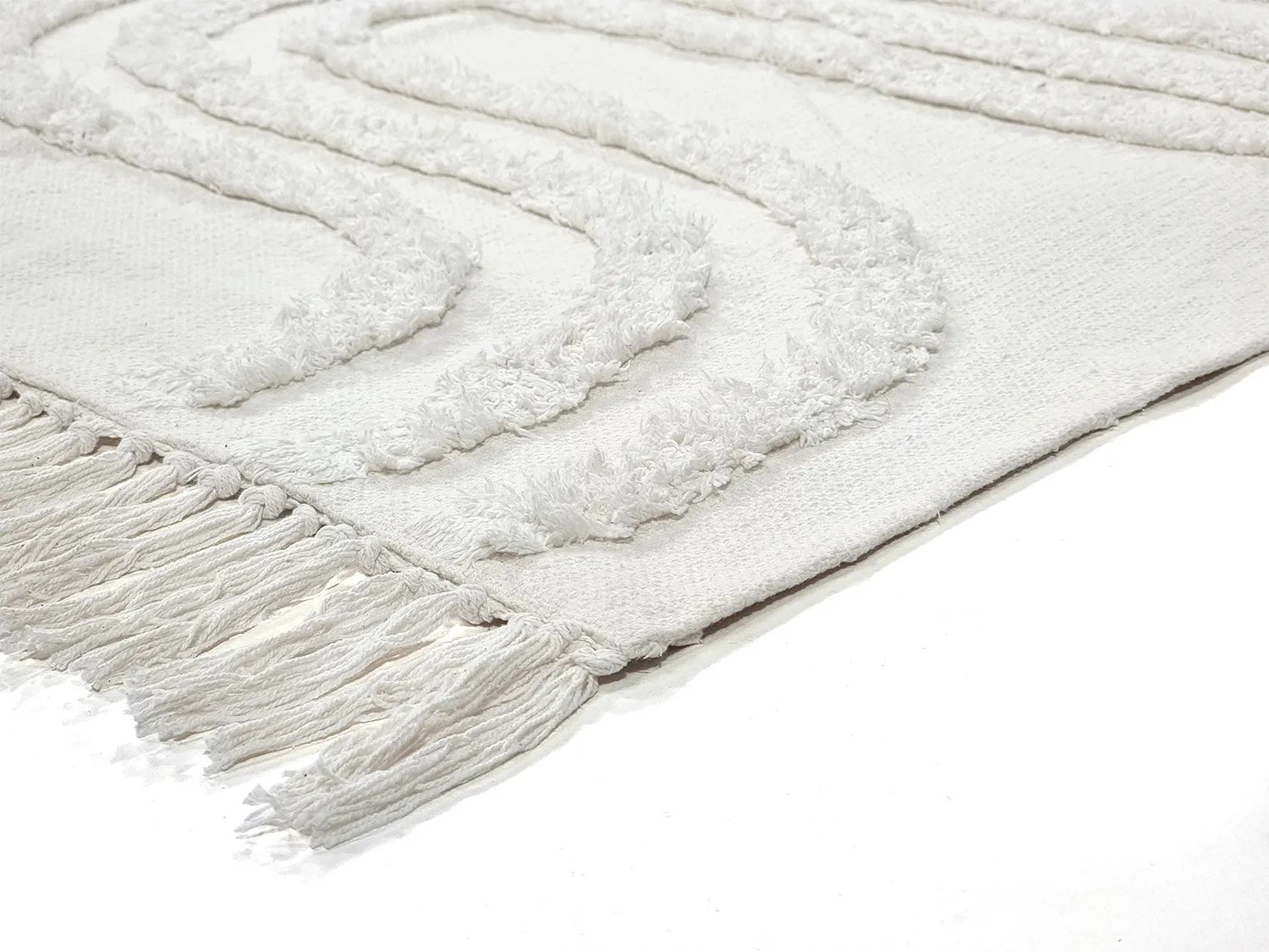 Tapis à poils longs - Como Natural Cotton Shaggy (blanc cassé)