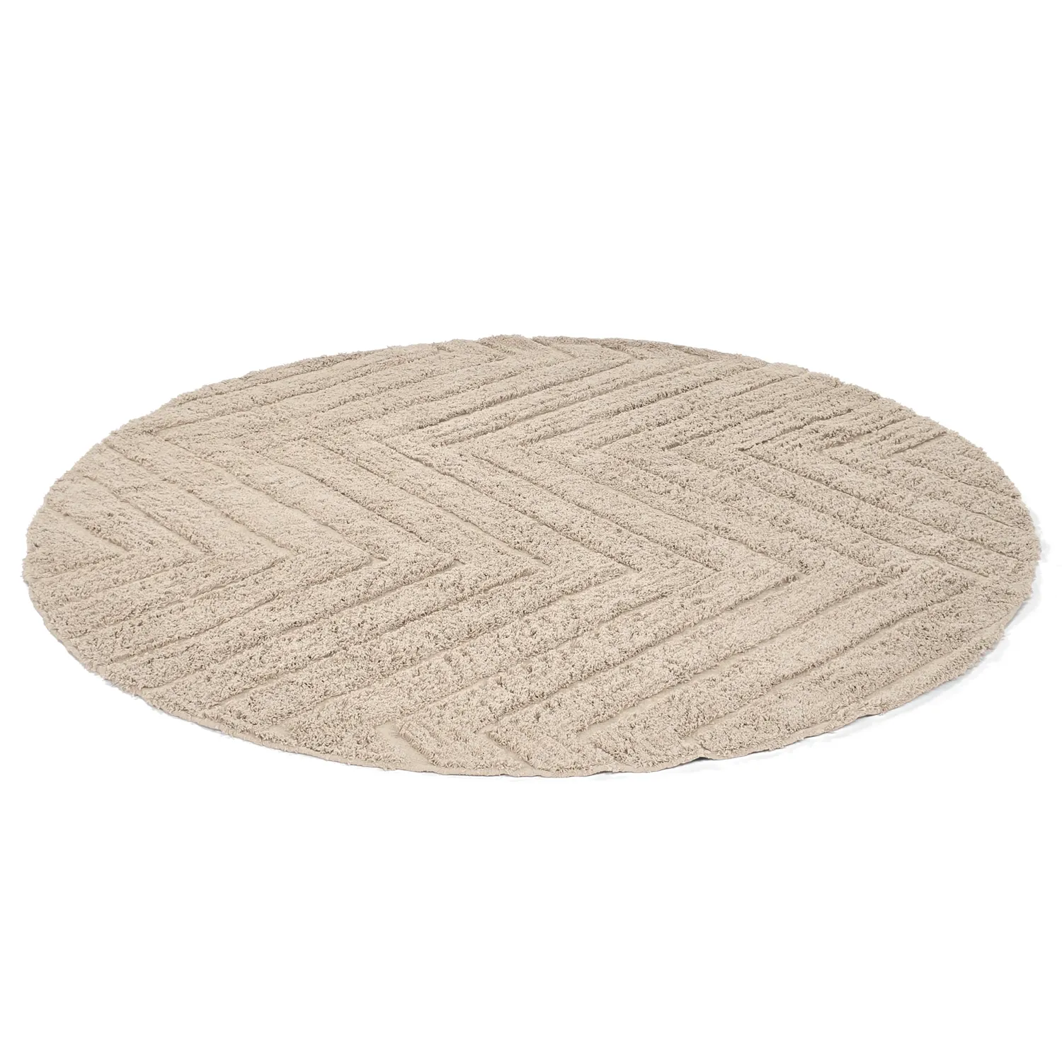 Tapis rond - Conara Natural Cotton Shaggy (beige)
