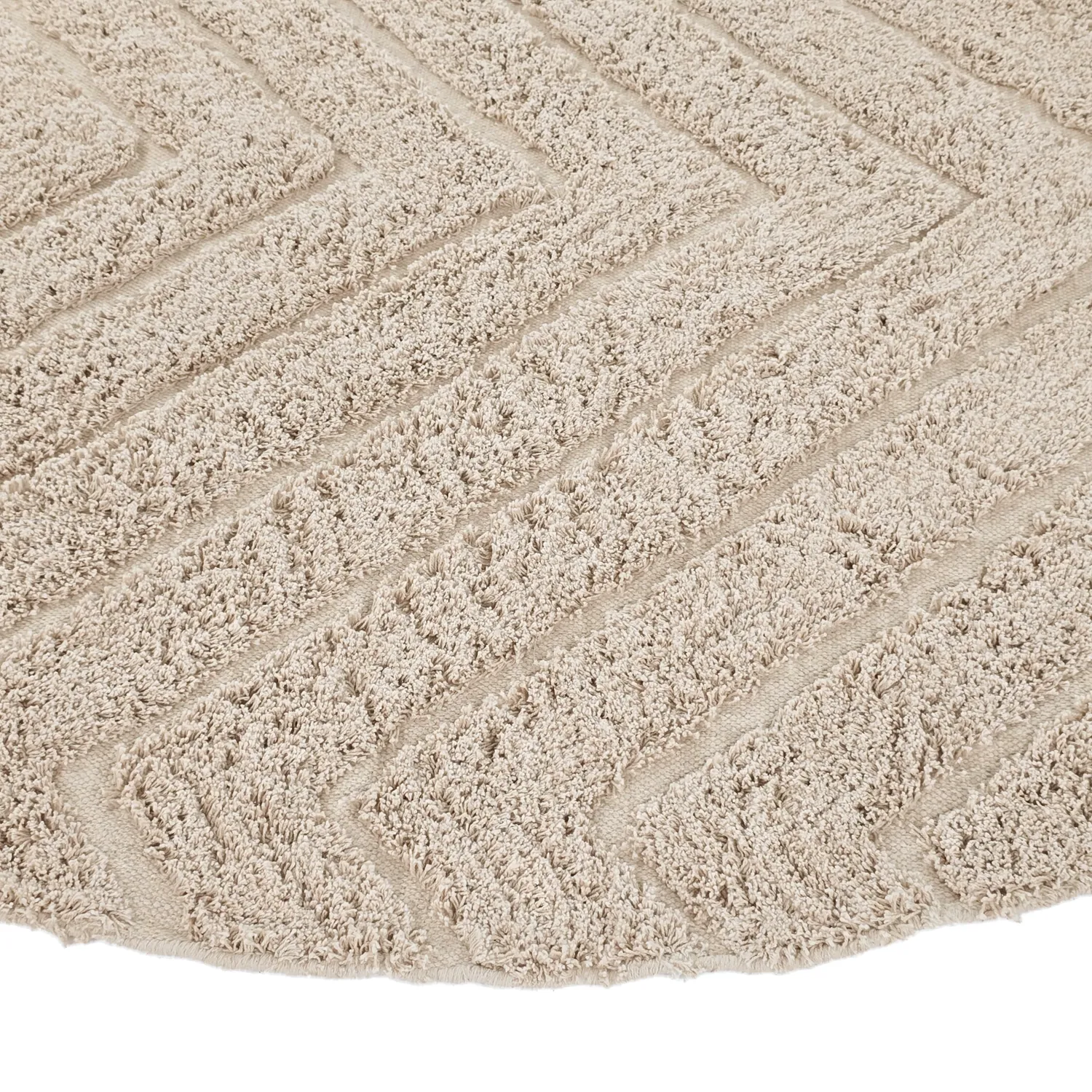 Tapis rond - Conara Natural Cotton Shaggy (beige)