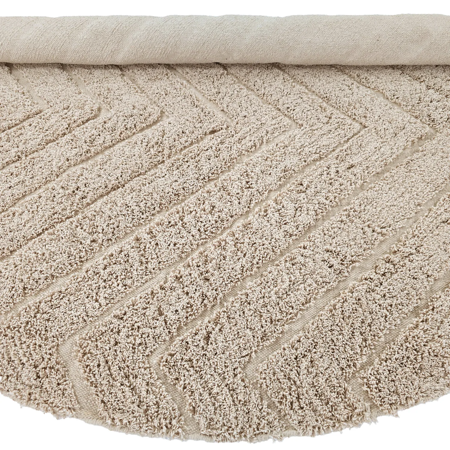 Tapis rond - Conara Natural Cotton Shaggy (beige)