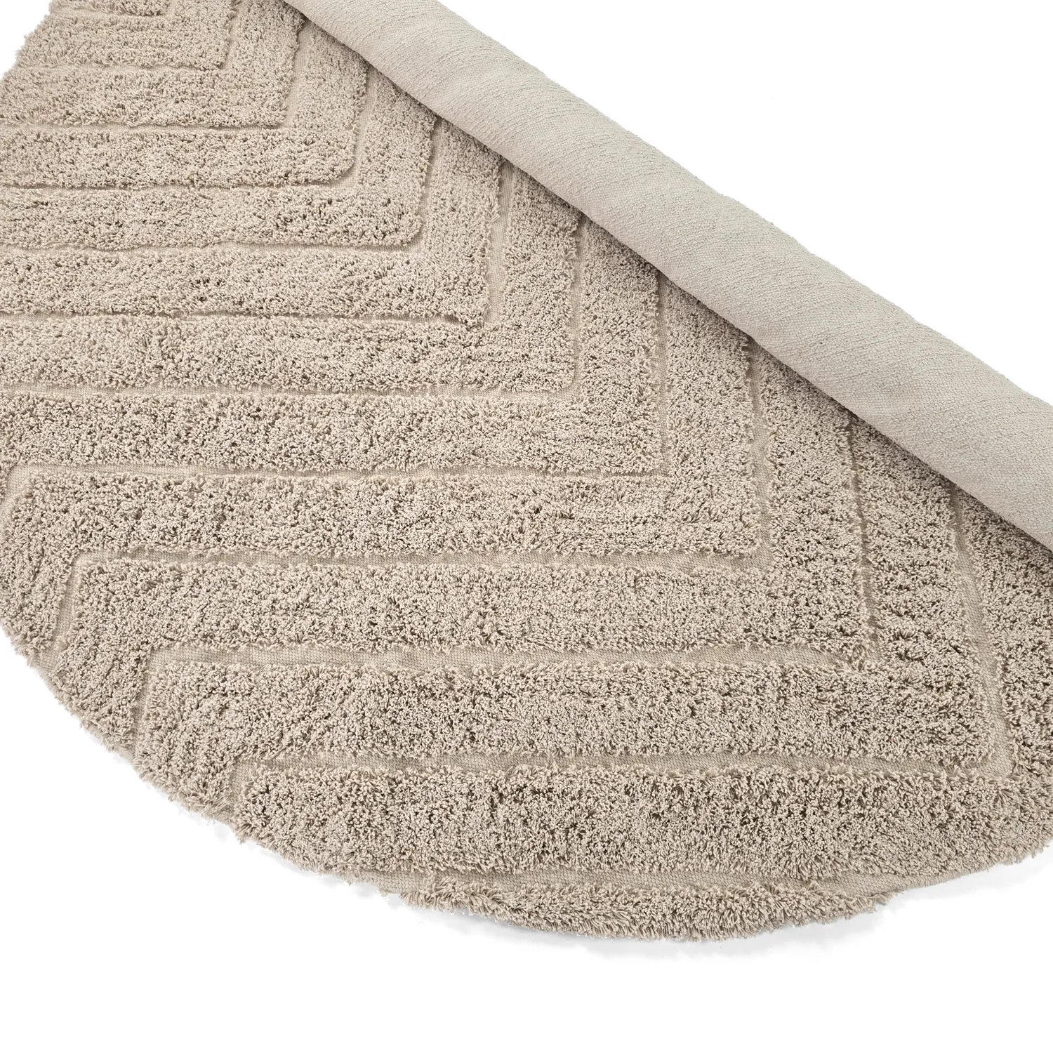 Tapis rond - Conara Natural Cotton Shaggy (beige)