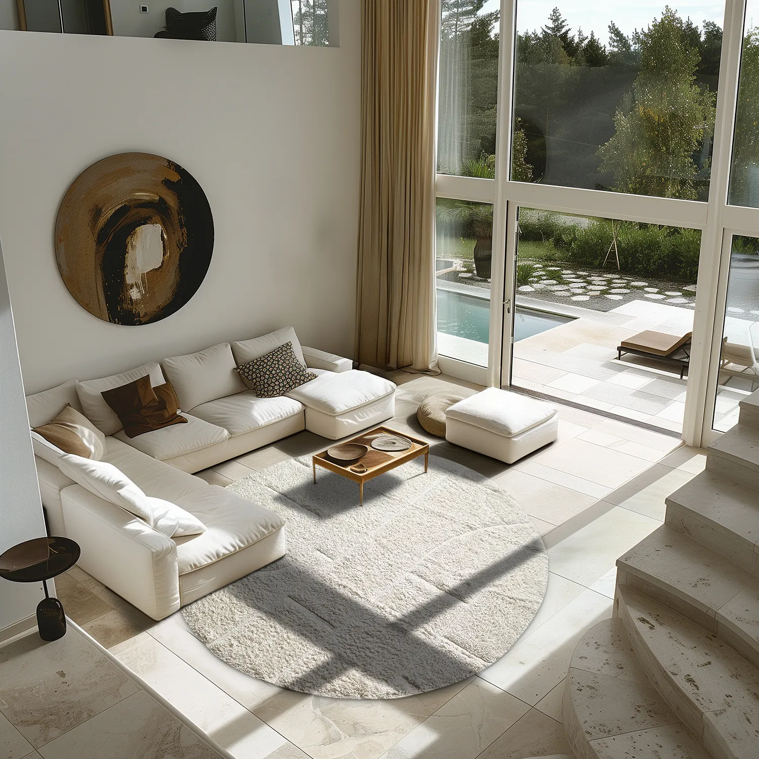 Tapis rond - Cremona Natural Cotton Shaggy (blanc cassé)