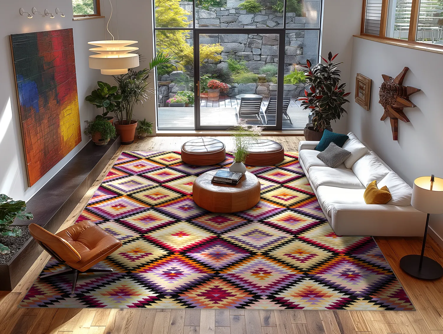 Tapis Wilton - Deia (rose/multicolore)