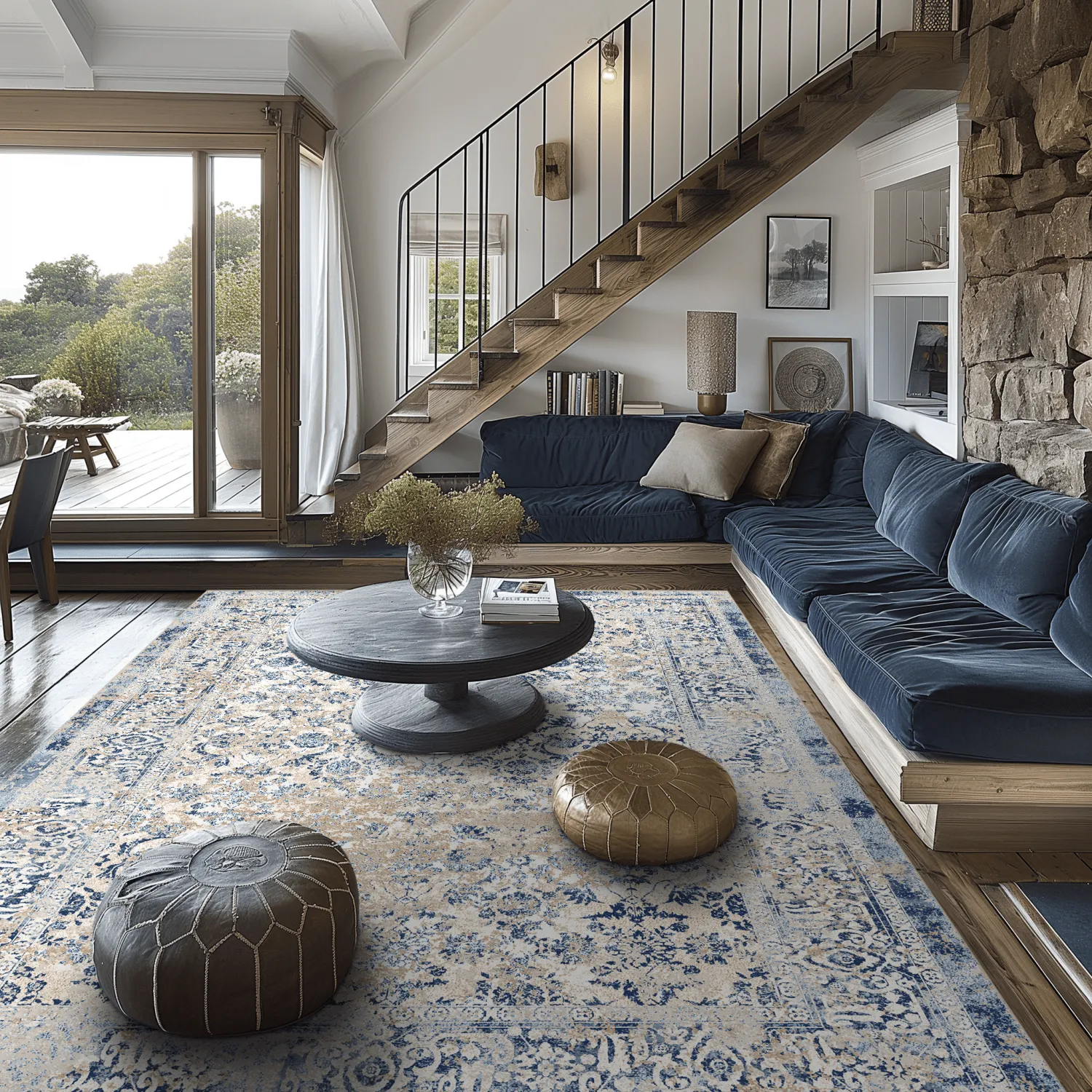 Tapis Wilton - Denizli (bleu)