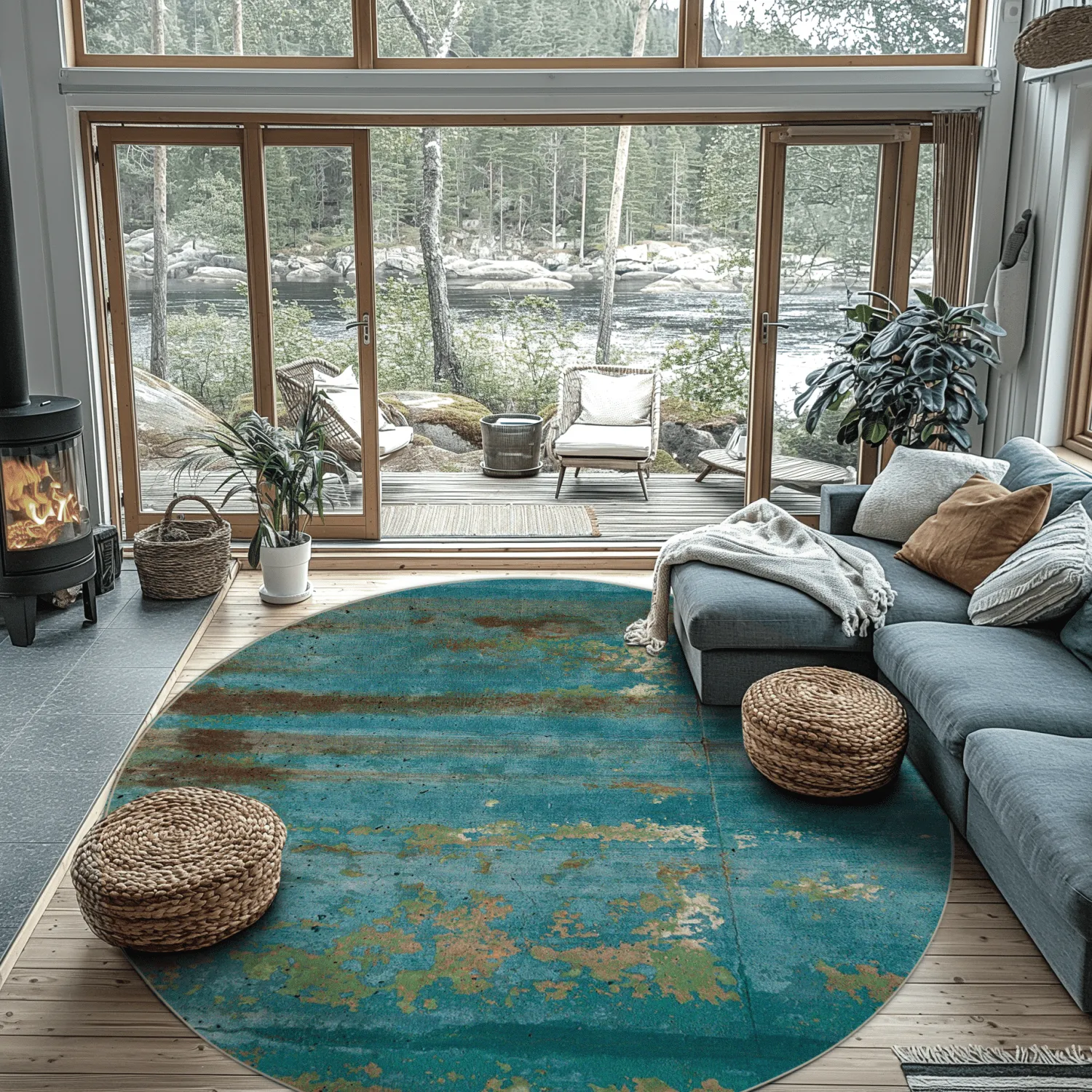 Tapis rond - Domont (turquoise)