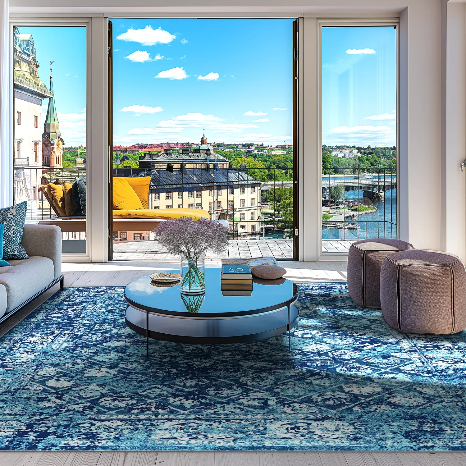 Tapis Wilton - Douz (bleu)
