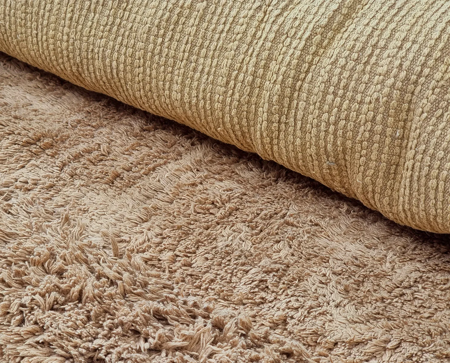 Tapis rond - Ebba Natural Cotton Shaggy (marron)