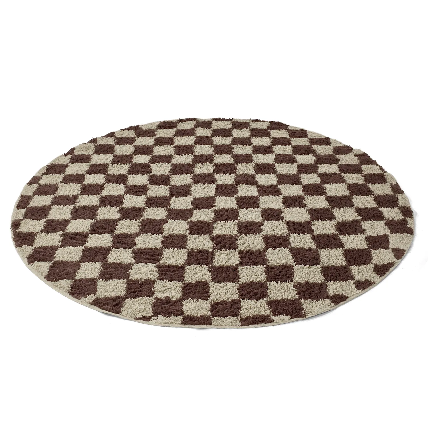 Tapis rond - Elsey Natural Cotton Shaggy (beige/marron)