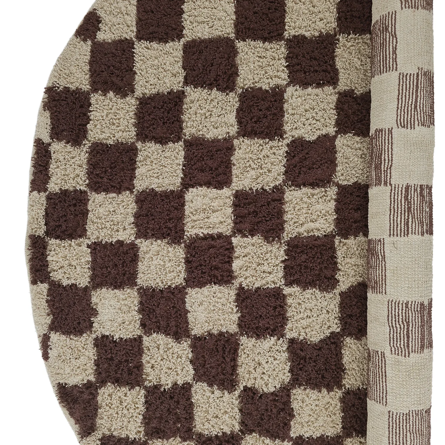 Tapis rond - Elsey Natural Cotton Shaggy (beige/marron)