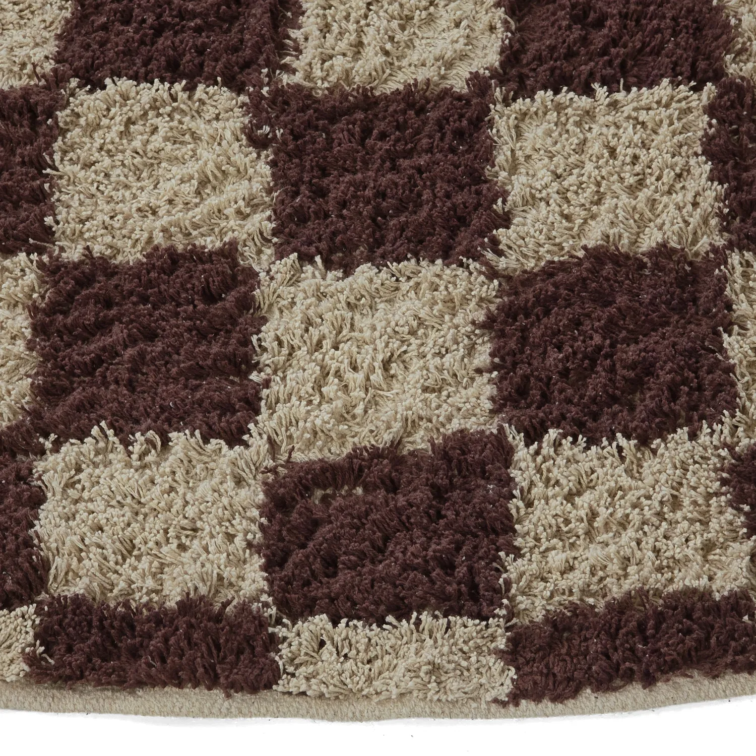 Tapis rond - Elsey Natural Cotton Shaggy (beige/marron)
