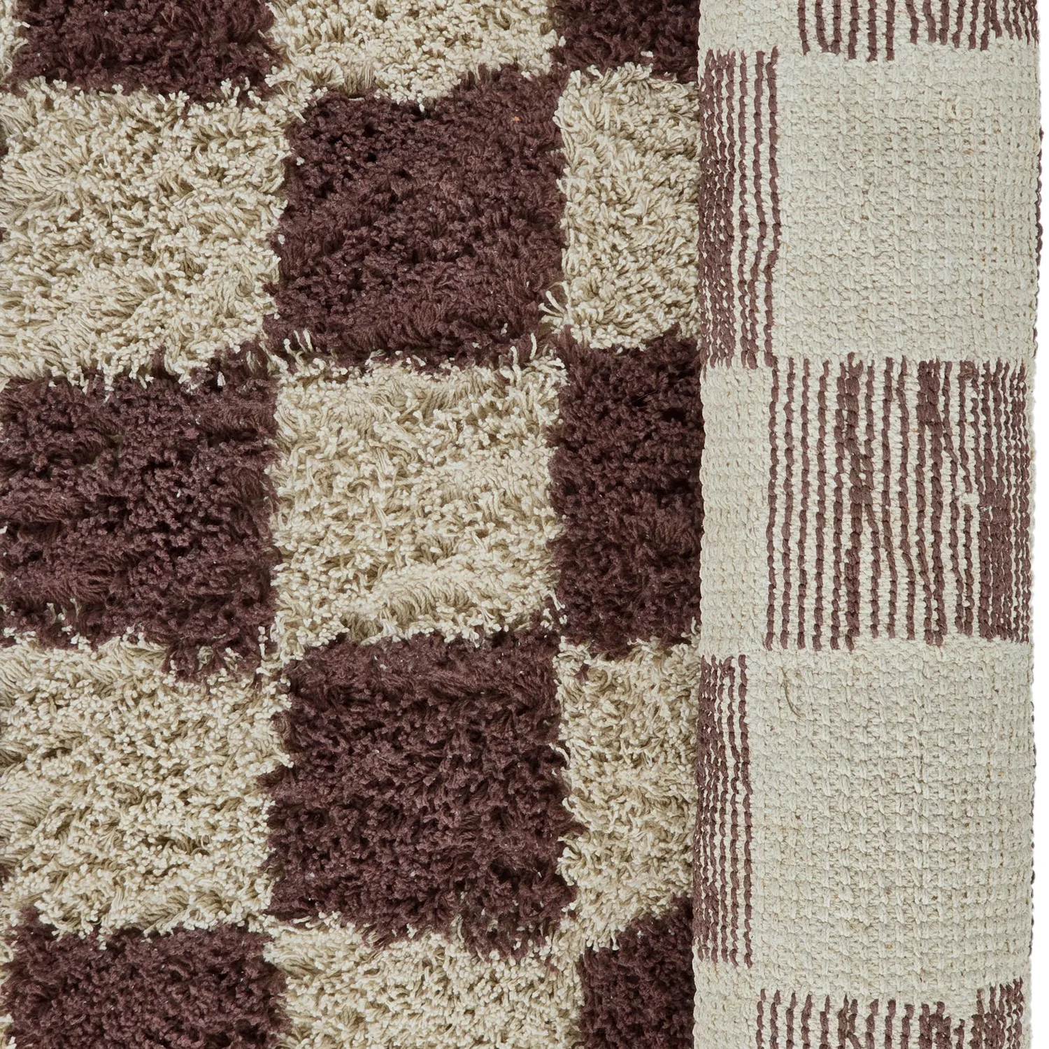 Tapis rond - Elsey Natural Cotton Shaggy (beige/marron)