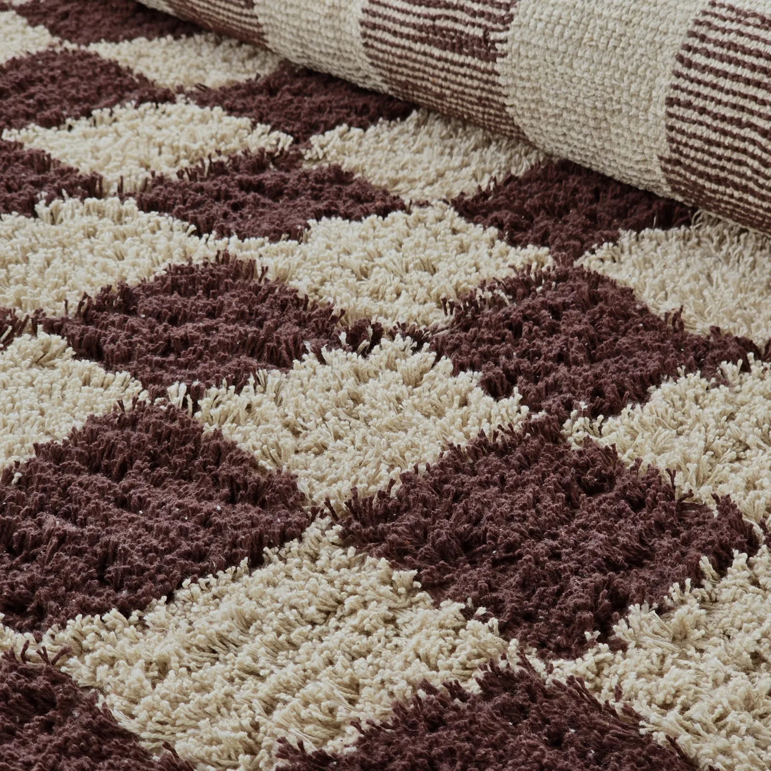 Tapis rond - Elsey Natural Cotton Shaggy (beige/marron)