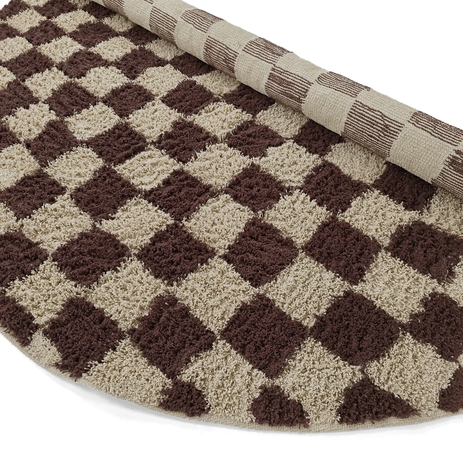 Tapis rond - Elsey Natural Cotton Shaggy (beige/marron)