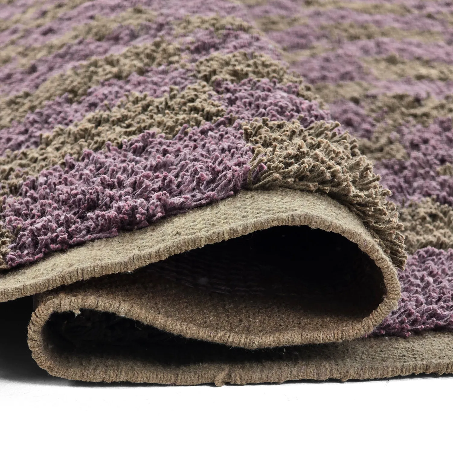 Tapis à poils longs - Elsey Natural Cotton Shaggy (marron/violet)