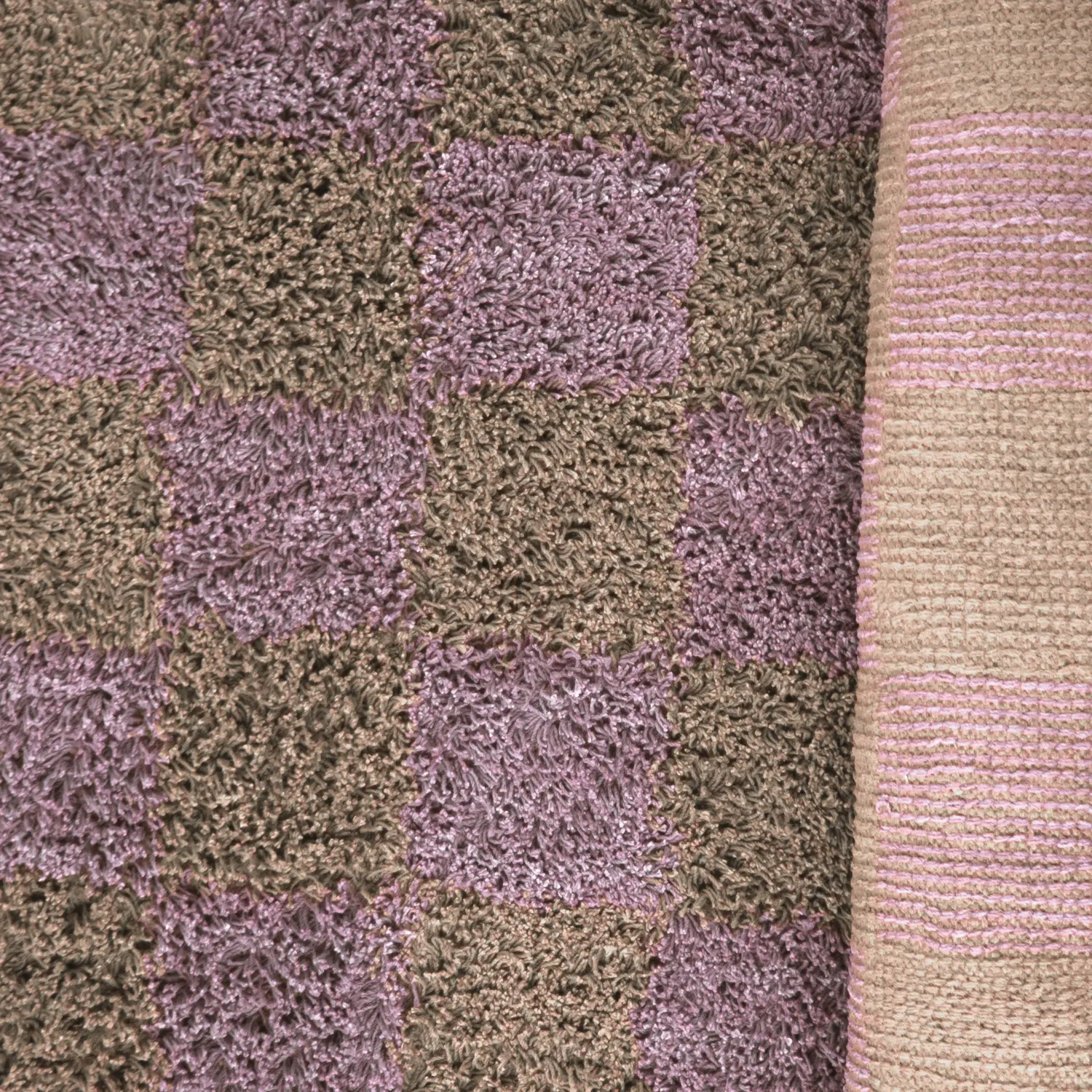 Tapis à poils longs - Elsey Natural Cotton Shaggy (marron/violet)