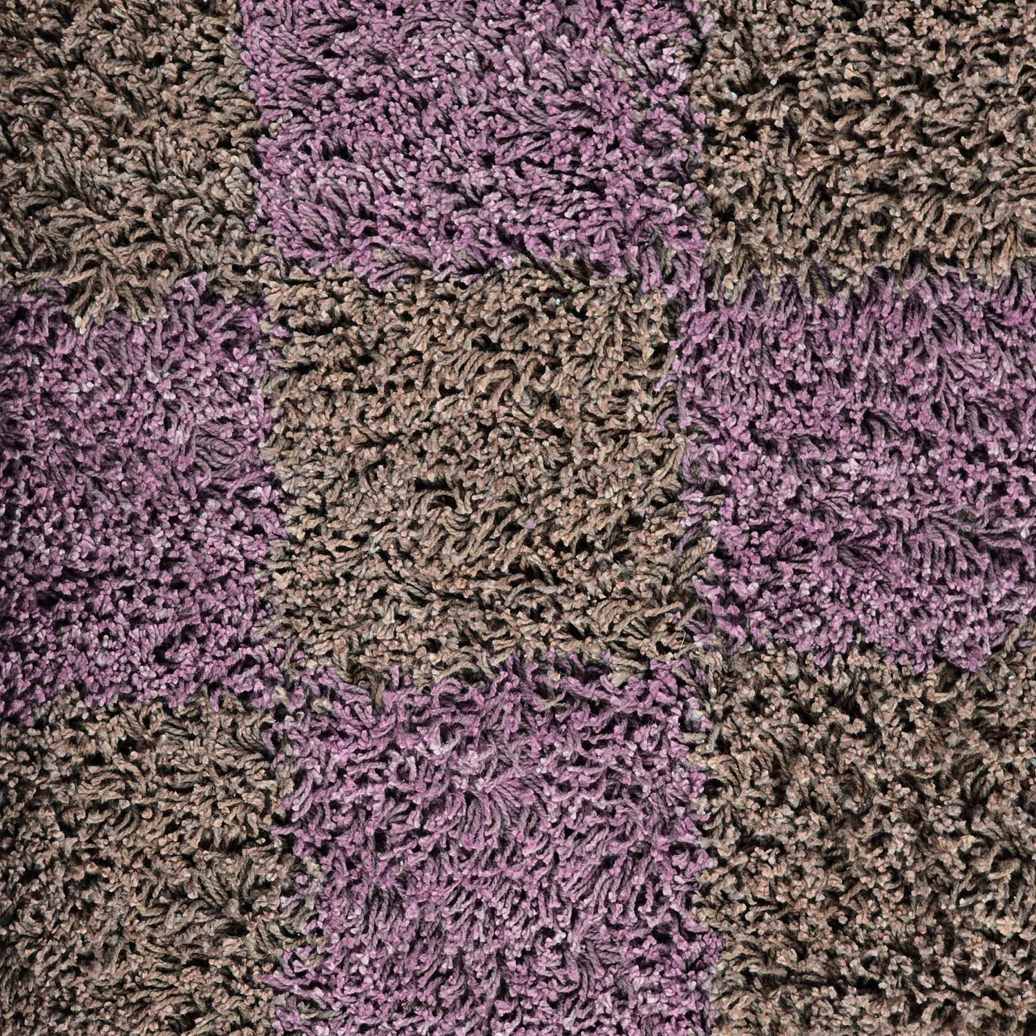 Tapis à poils longs - Elsey Natural Cotton Shaggy (marron/violet)