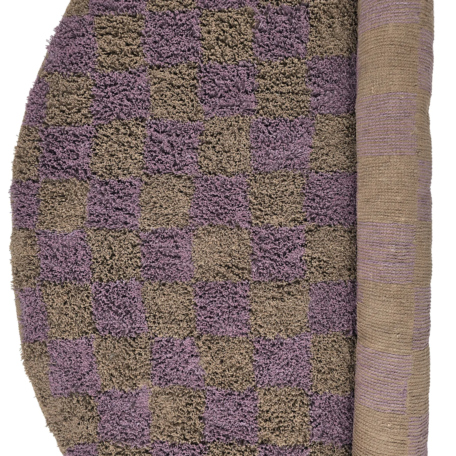 Tapis rond - Elsey Natural Cotton Shaggy (marron/violet)