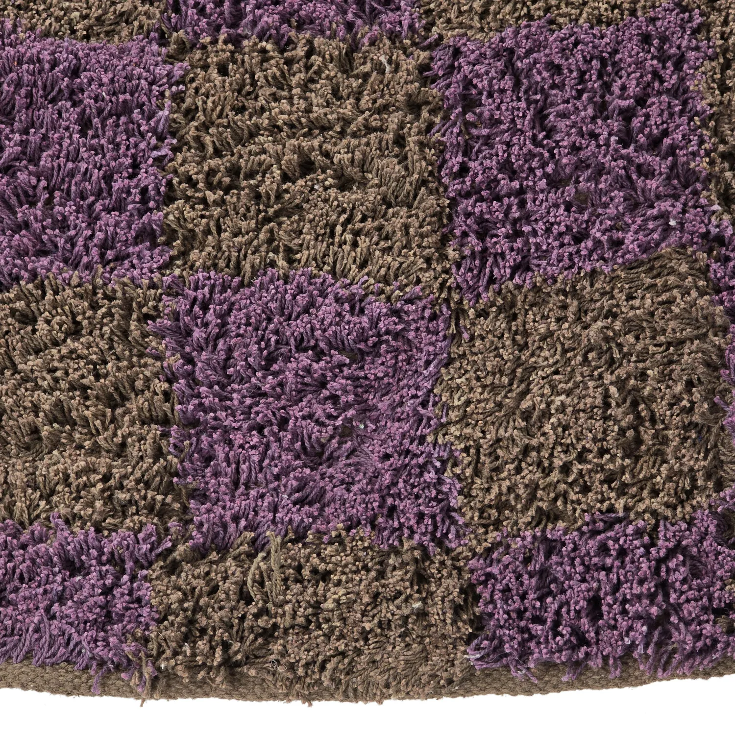 Tapis rond - Elsey Natural Cotton Shaggy (marron/violet)