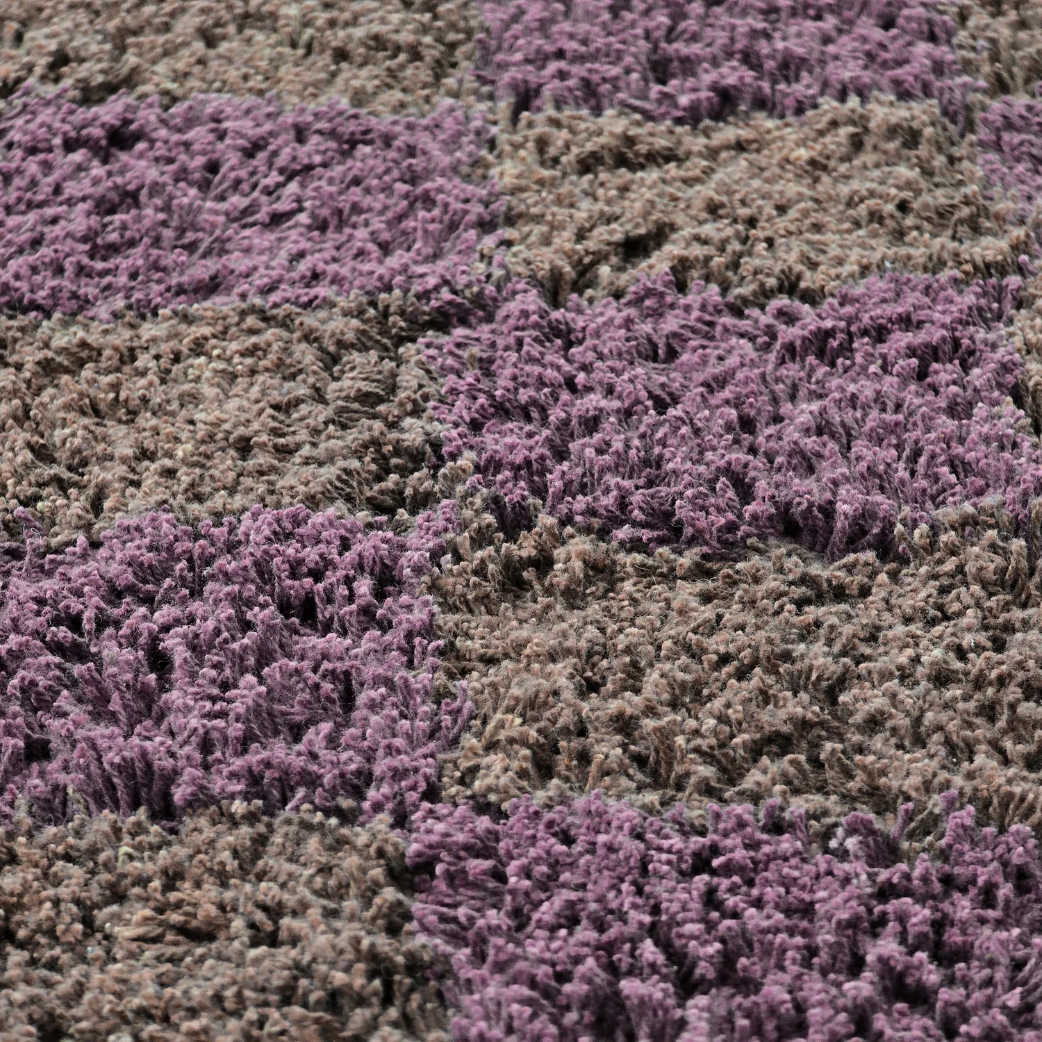 Tapis rond - Elsey Natural Cotton Shaggy (marron/violet)