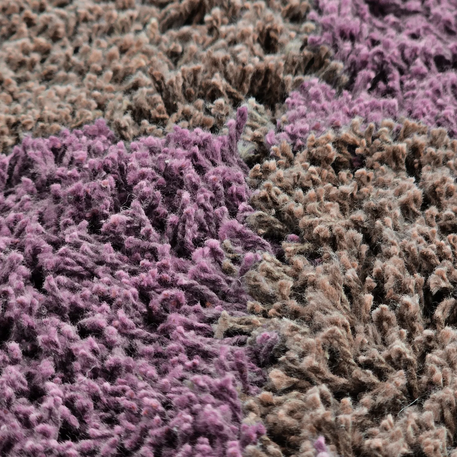 Tapis rond - Elsey Natural Cotton Shaggy (marron/violet)