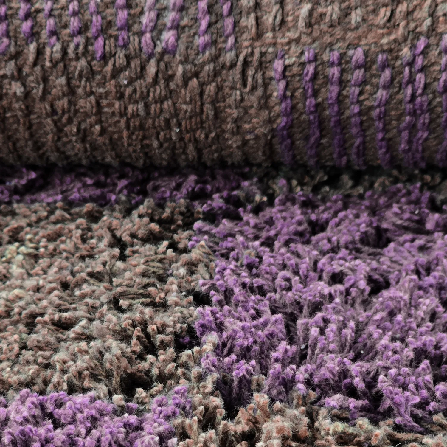 Tapis rond - Elsey Natural Cotton Shaggy (marron/violet)