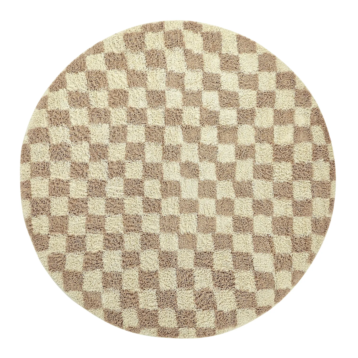 Tapis rond - Elsey Natural Cotton Shaggy (crème/sable)