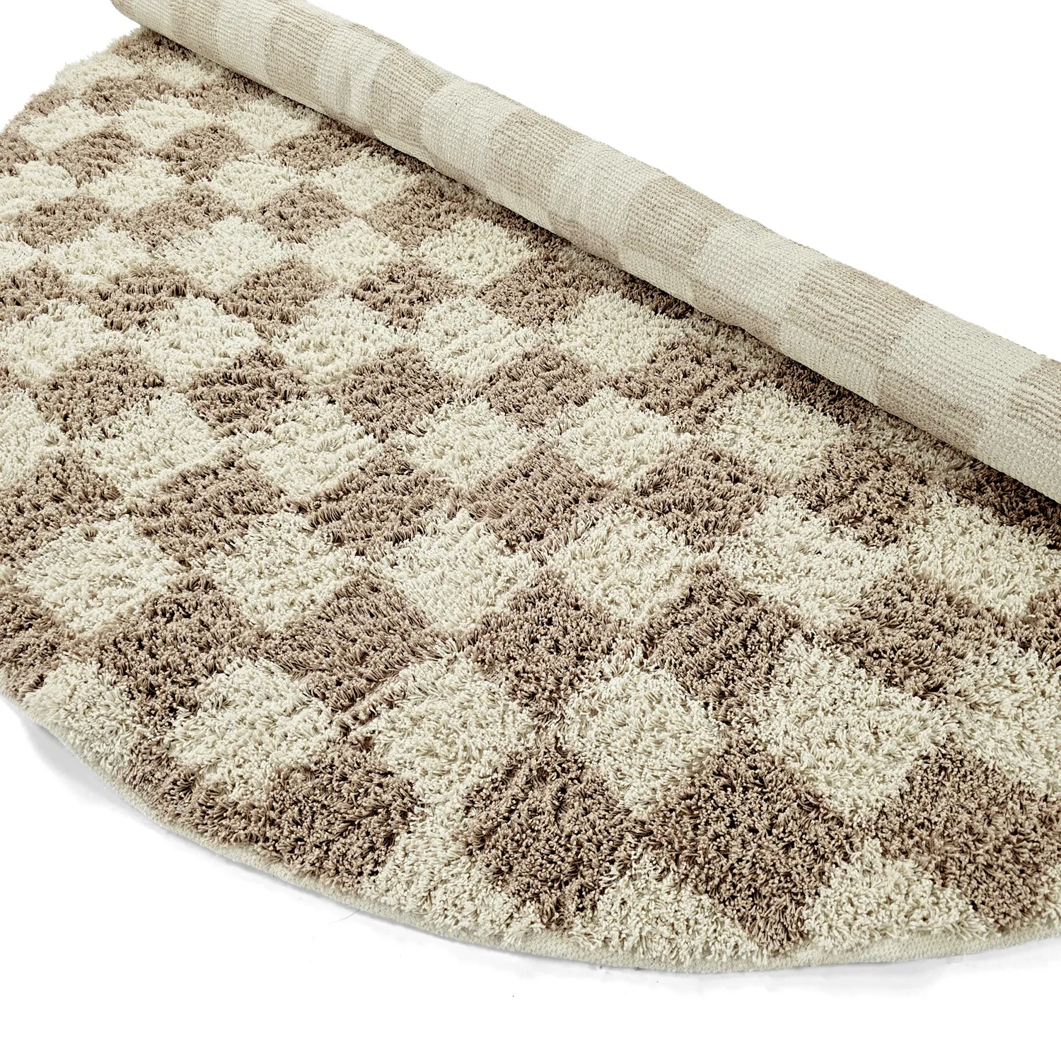Tapis rond - Elsey Natural Cotton Shaggy (crème/sable)