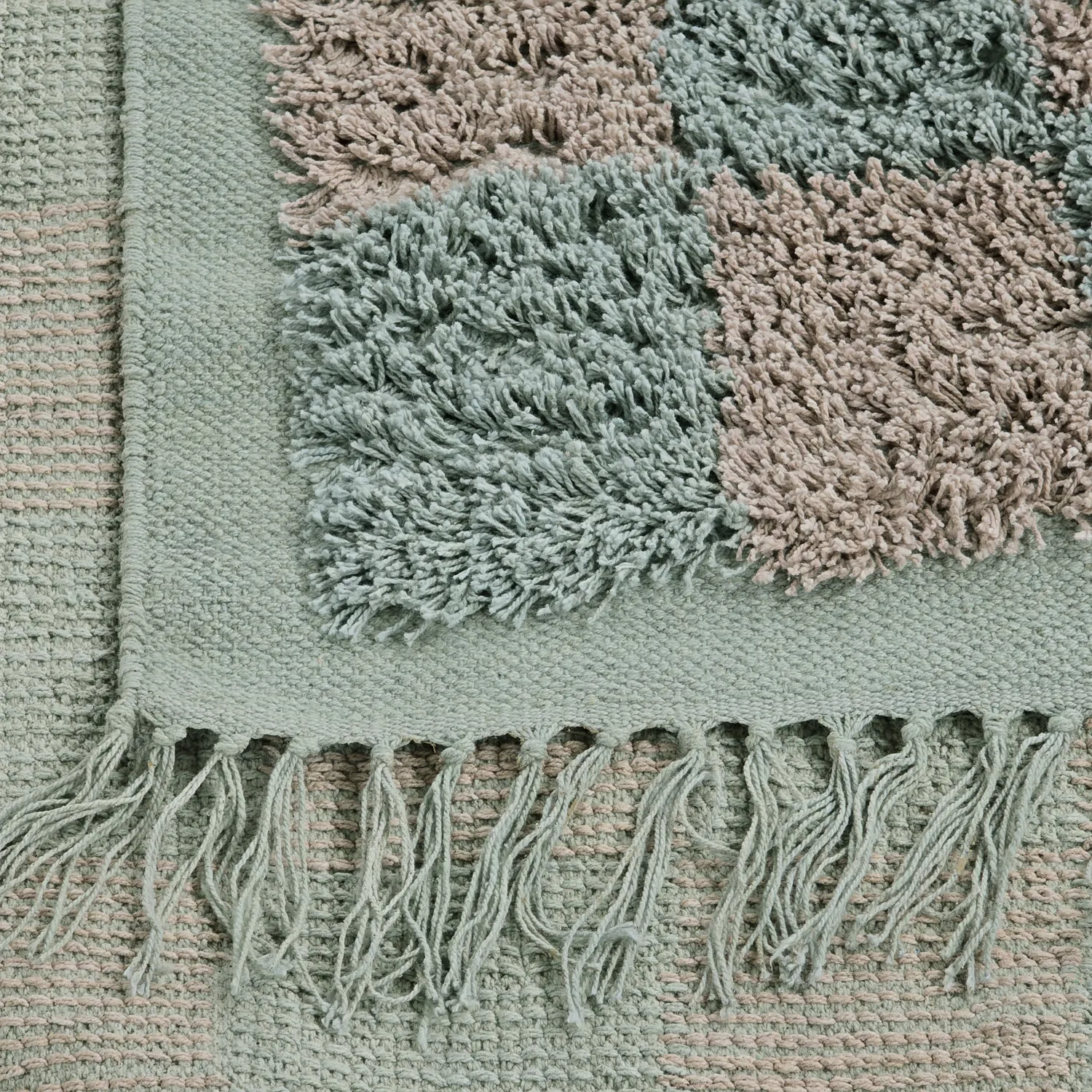 Tapis à poils longs - Elsey Natural Cotton Shaggy (siva/roza)