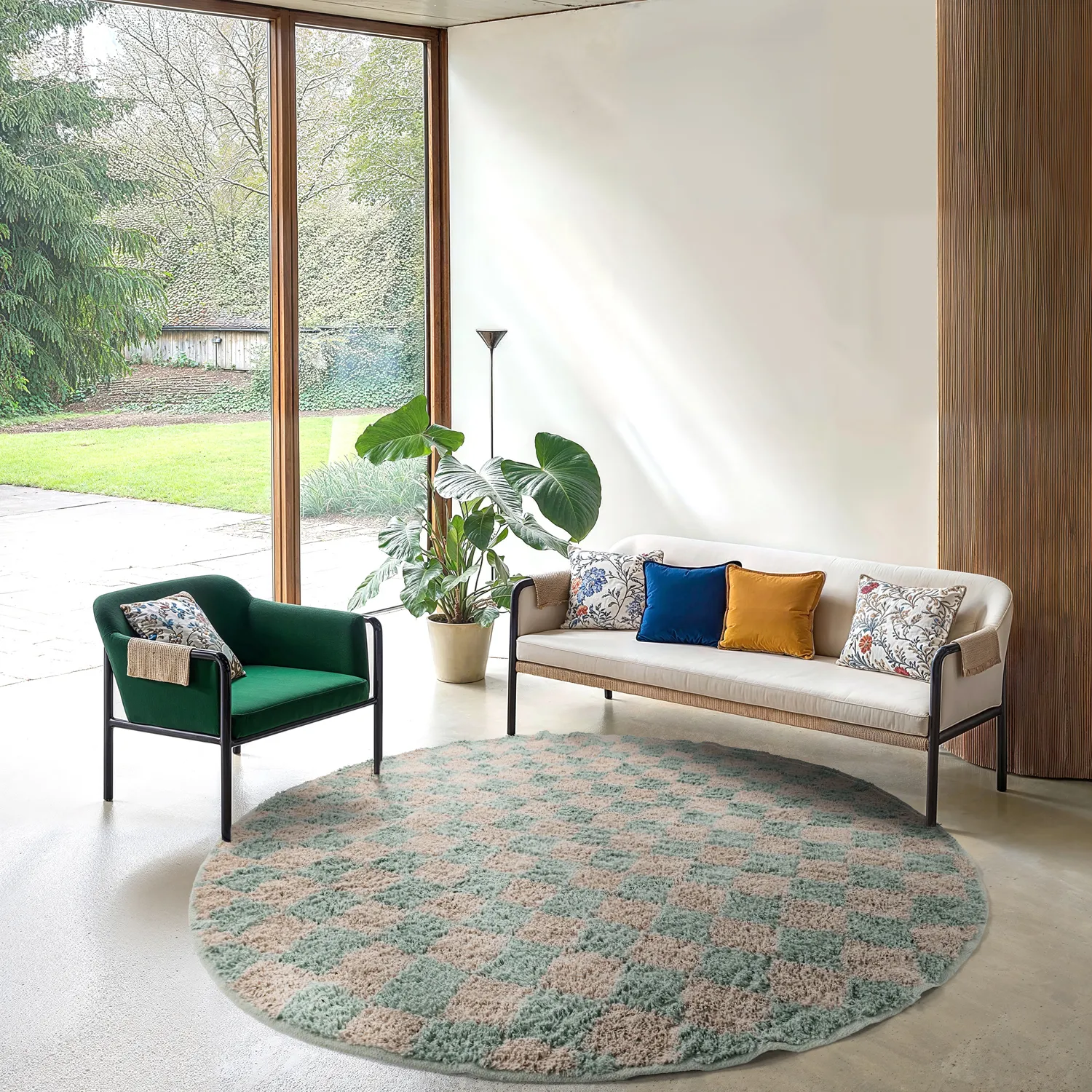 Tapis rond - Elsey Natural Cotton Shaggy (siva/roza)