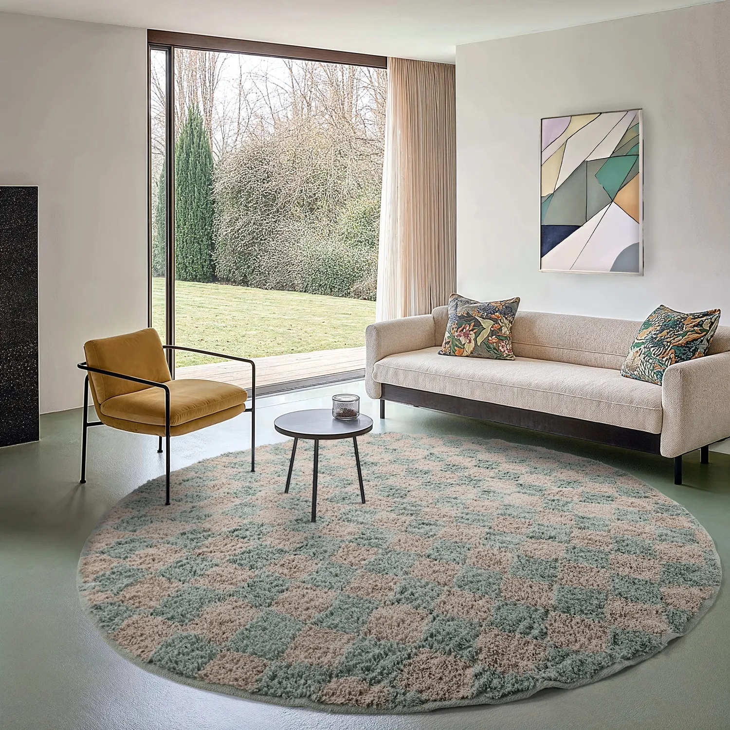 Tapis rond - Elsey Natural Cotton Shaggy (siva/roza)