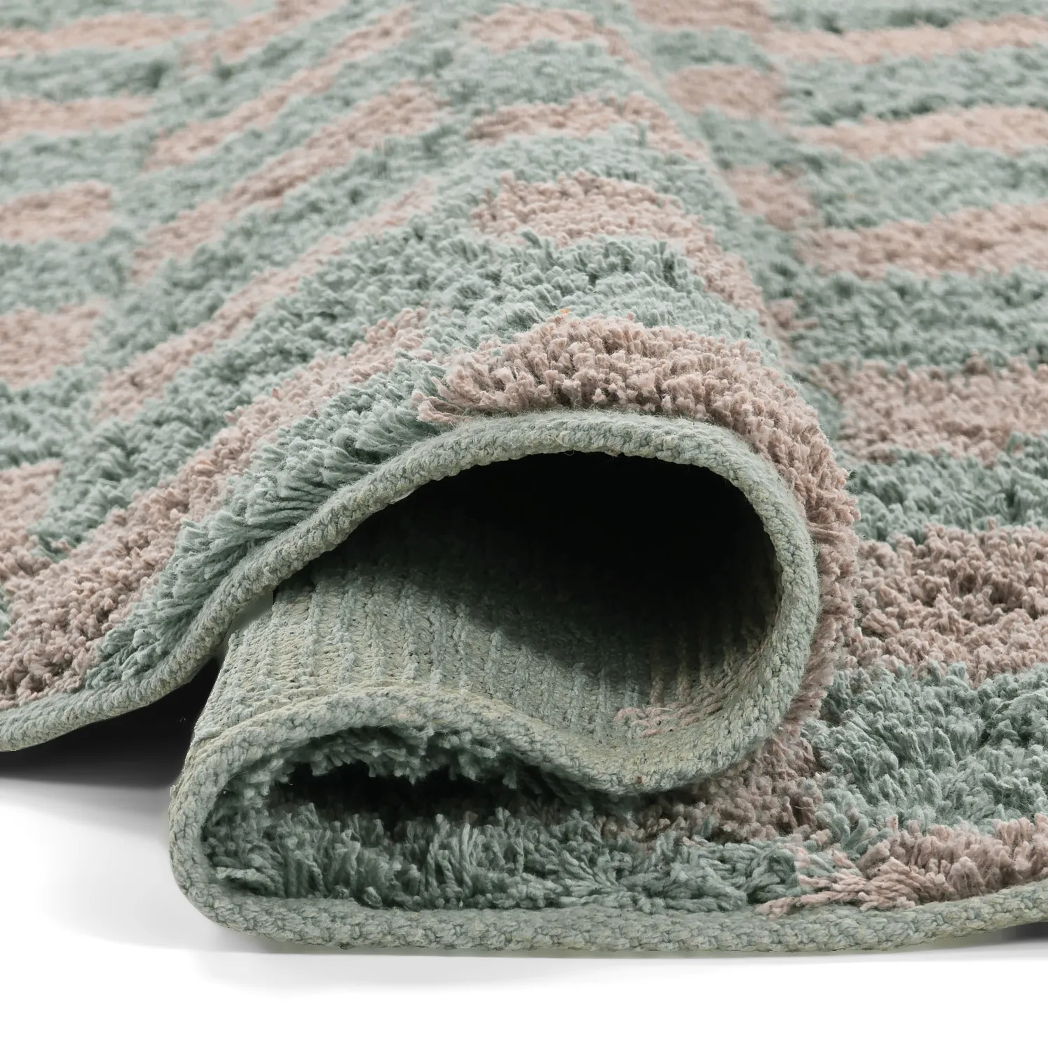 Tapis rond - Elsey Natural Cotton Shaggy (siva/roza)