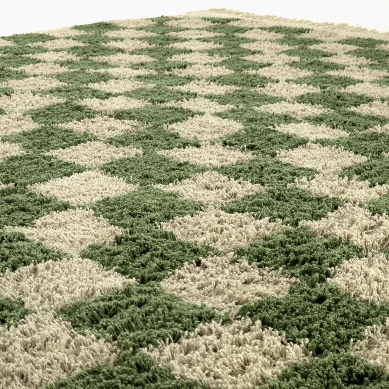 Tapis à poils longs - Elsey Natural Cotton Shaggy (vert/beige)