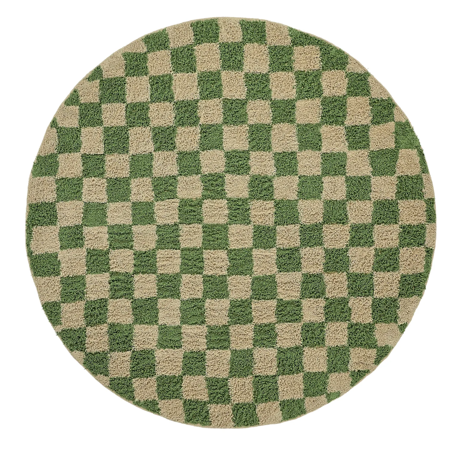 Tapis rond - Elsey Natural Cotton Shaggy (vert/beige)