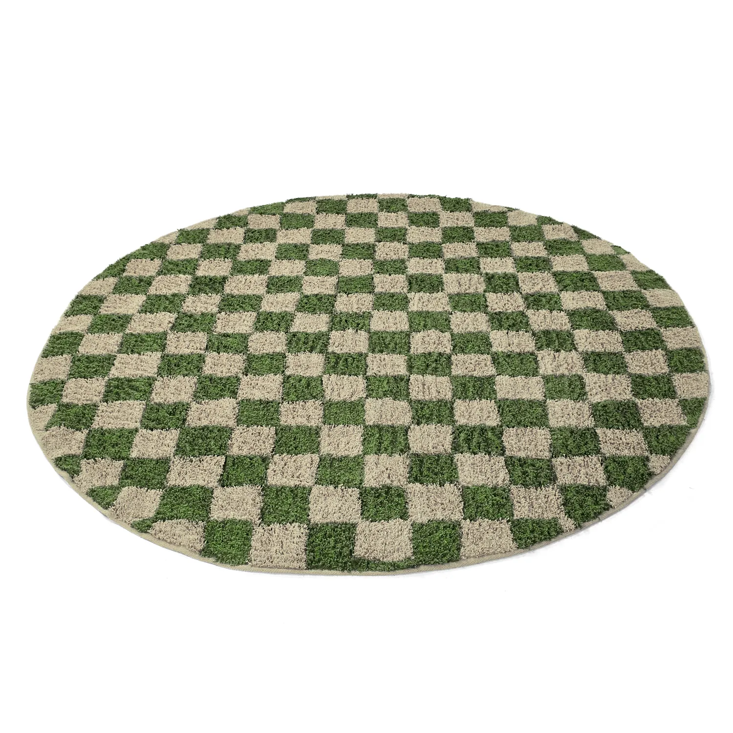 Tapis rond - Elsey Natural Cotton Shaggy (vert/beige)