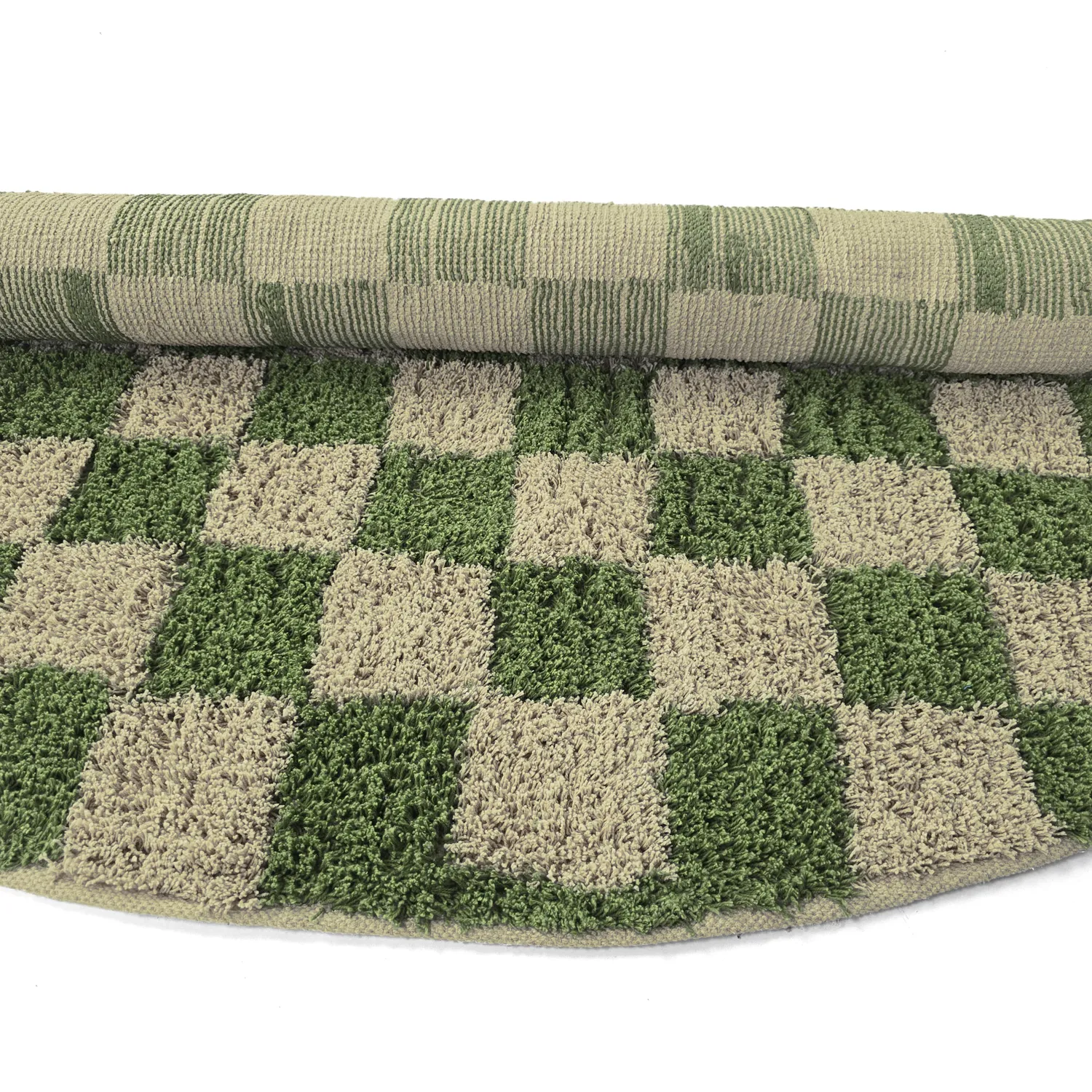 Tapis rond - Elsey Natural Cotton Shaggy (vert/beige)