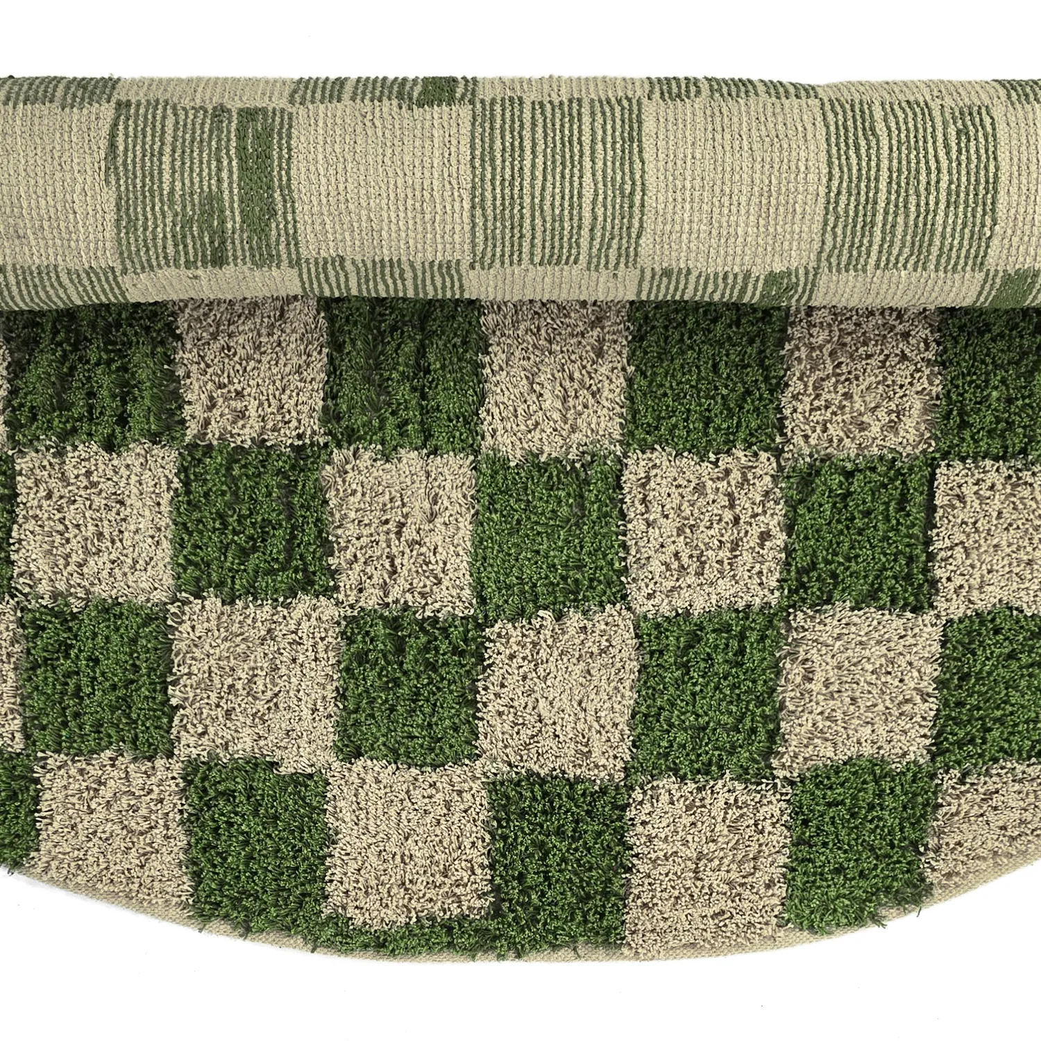 Tapis rond - Elsey Natural Cotton Shaggy (vert/beige)