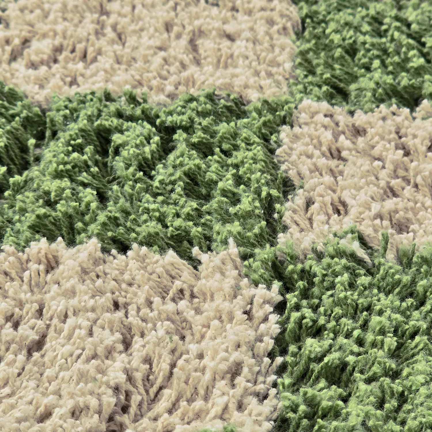 Tapis rond - Elsey Natural Cotton Shaggy (vert/beige)