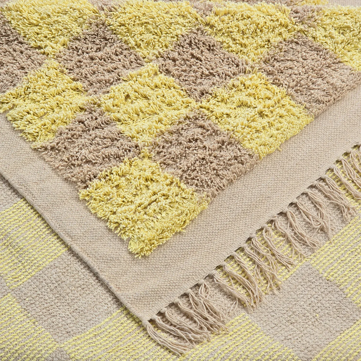 Tapis à poils longs - Elsey Natural Cotton Shaggy (rumeno/bege)