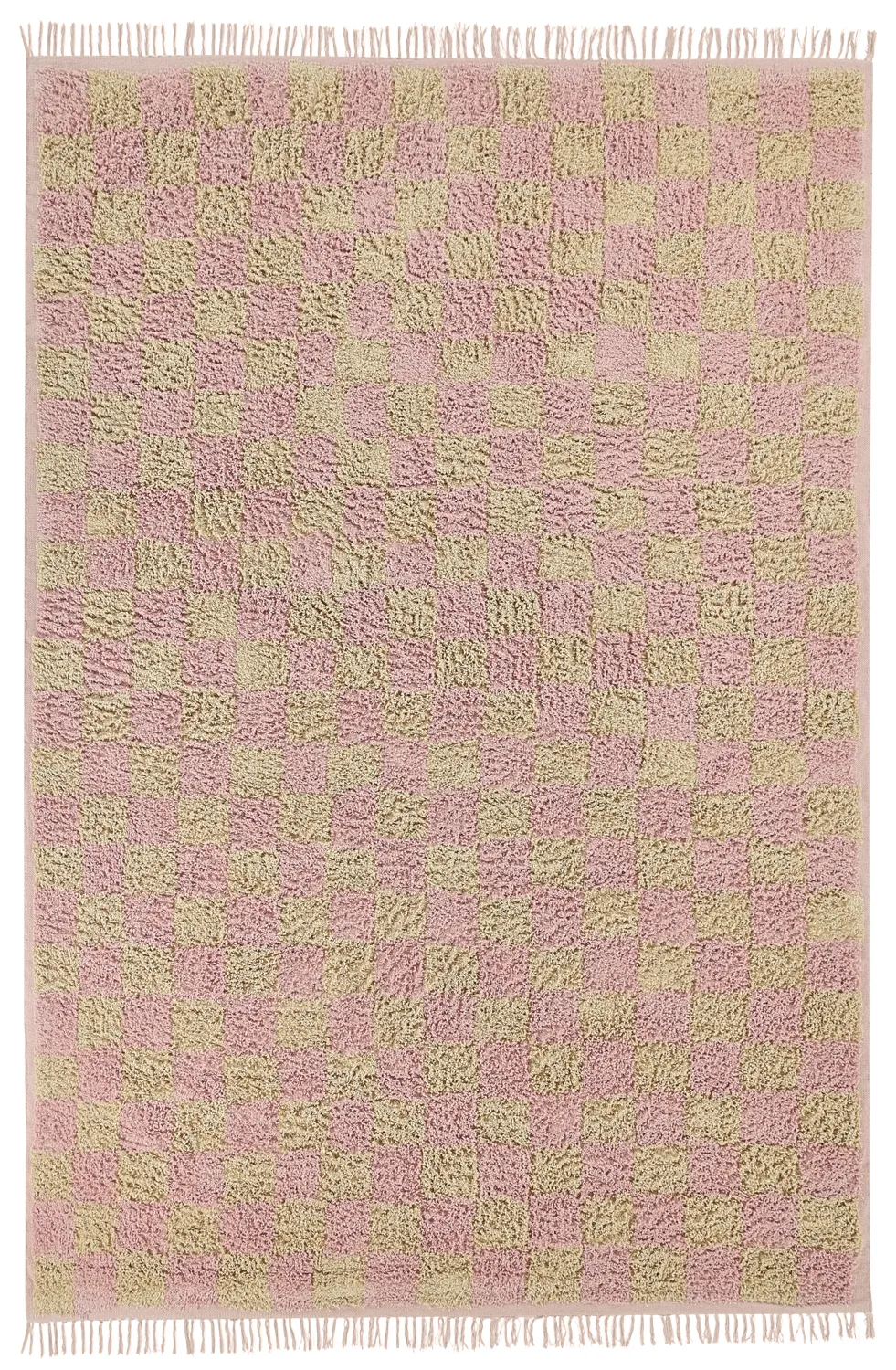 Tapis à poils longs - Elsey Natural Cotton Shaggy (roza/oranžna)