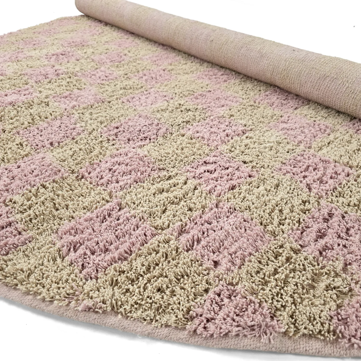 Tapis rond - Elsey Natural Cotton Shaggy (roza/oranžna)