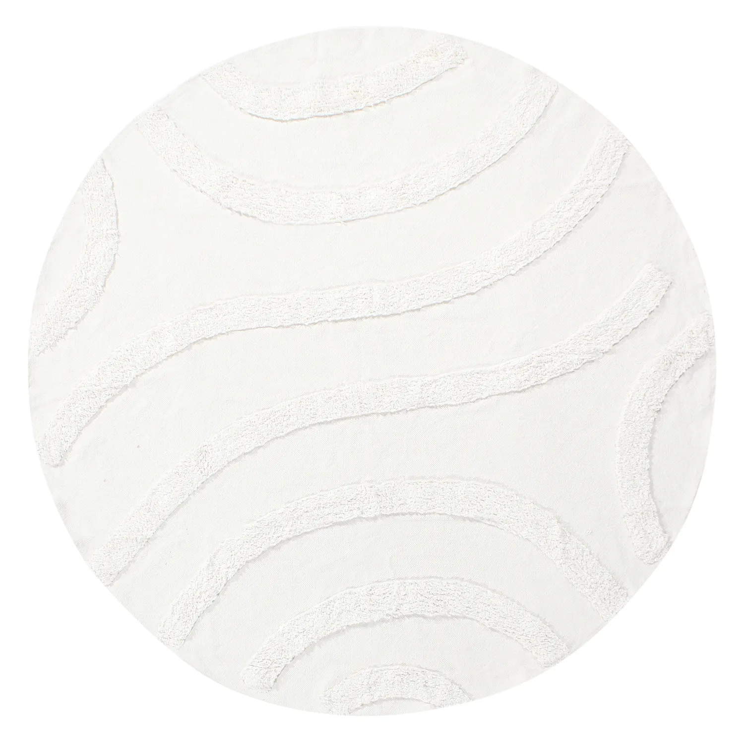 Tapis rond - Emilia Natural Cotton Shaggy (blanc cassé)