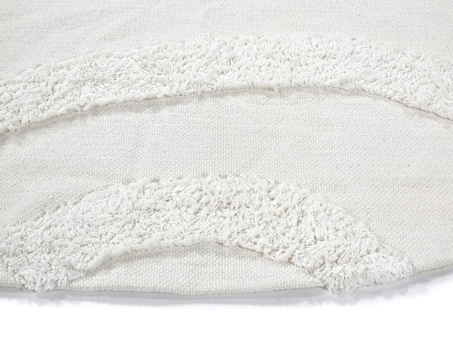 Tapis rond - Emilia Natural Cotton Shaggy (blanc cassé)