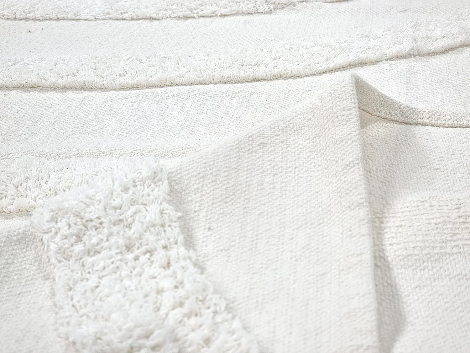 Tapis rond - Emilia Natural Cotton Shaggy (blanc cassé)