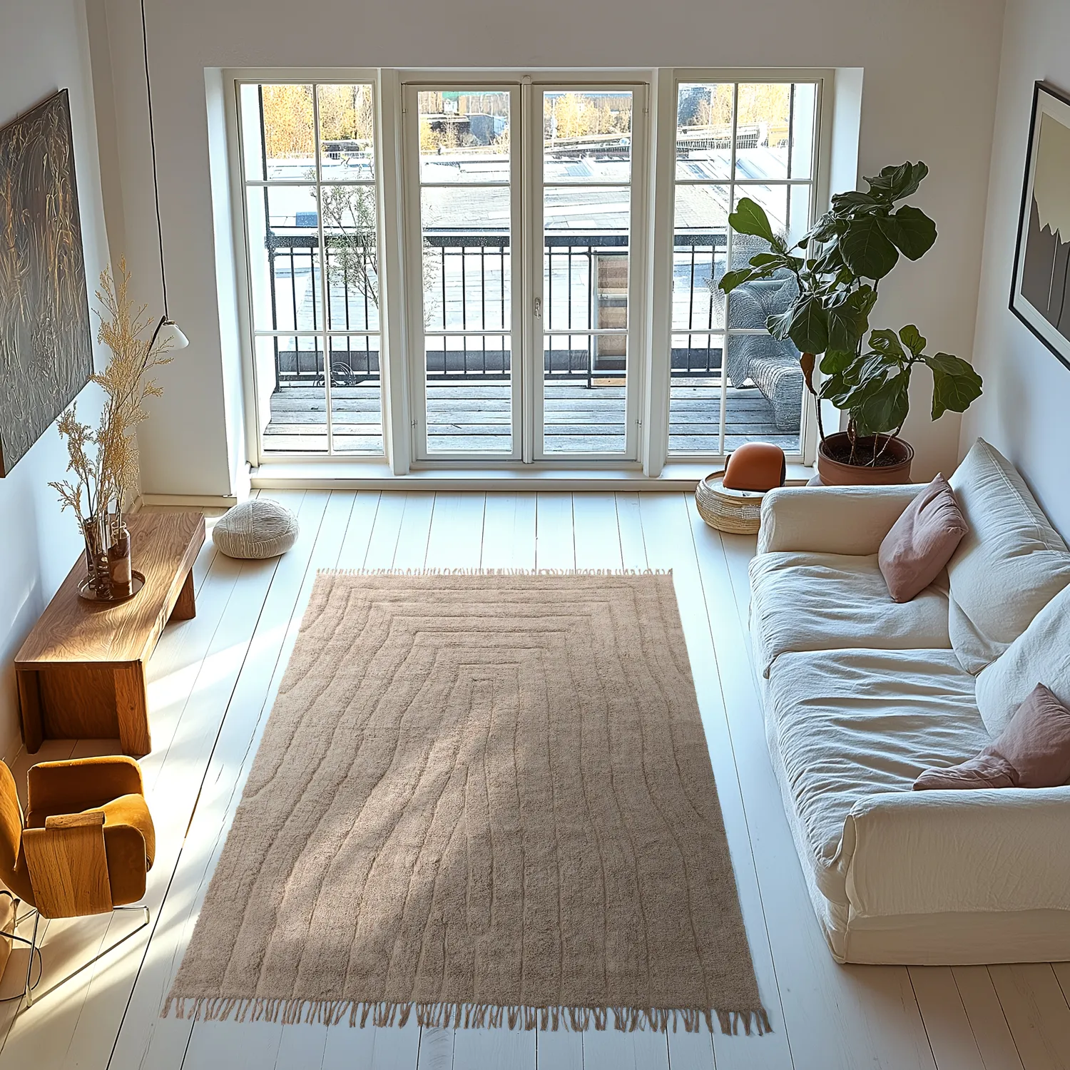 Tapis à poils longs - Farley Natural Cotton Shaggy (bež)
