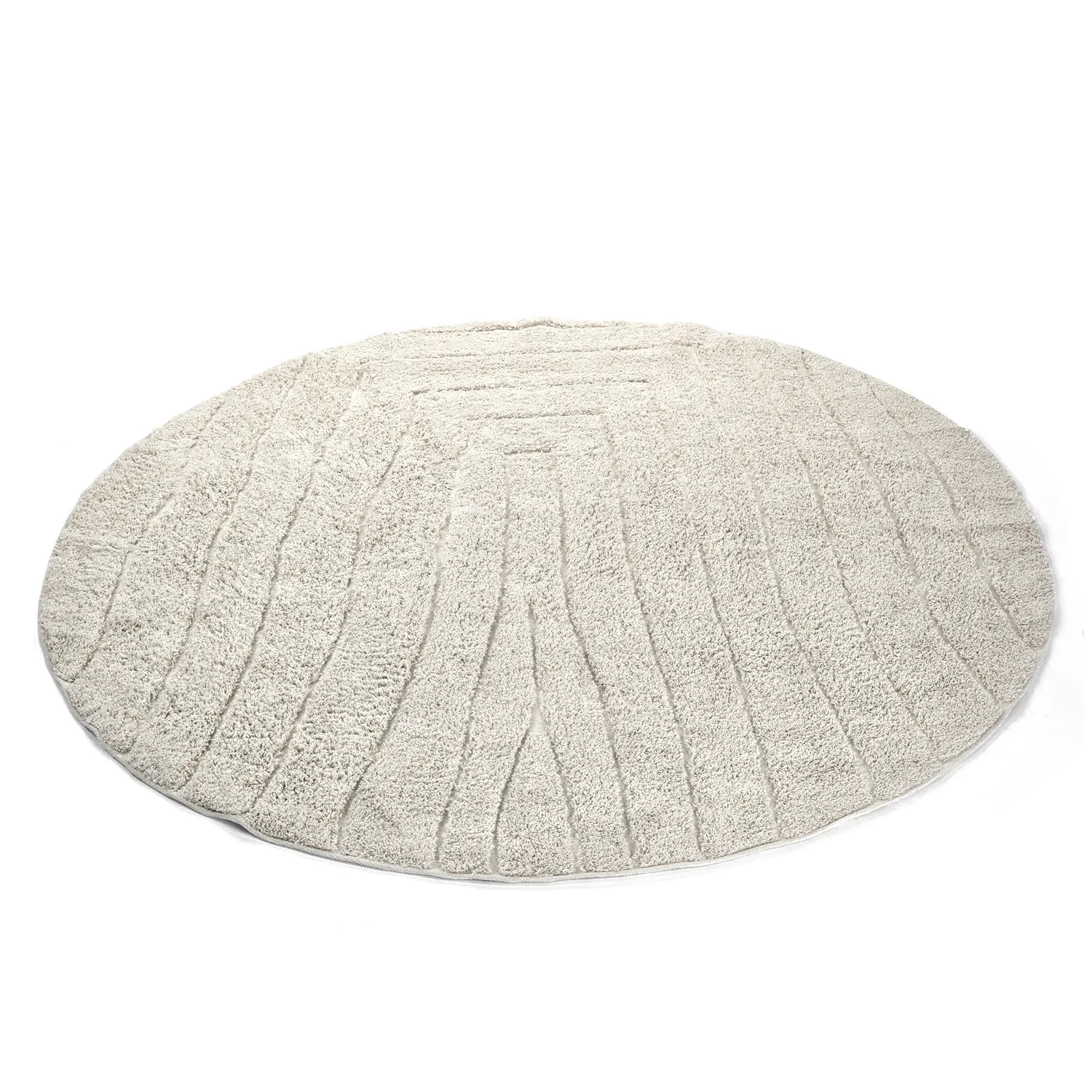 Tapis rond - Farley Natural Cotton Shaggy (umazano bela)
